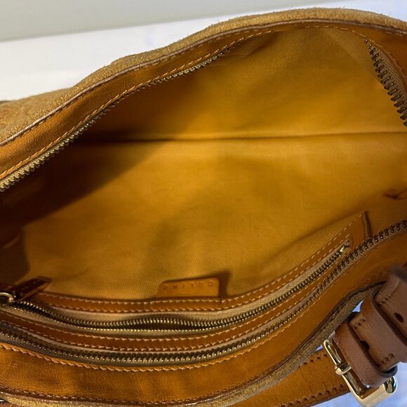Celine Vintage Ava Macadam Suede Pochette Shoulder Bag, Mustard/Brown - Preowned - Picture 10 of 16